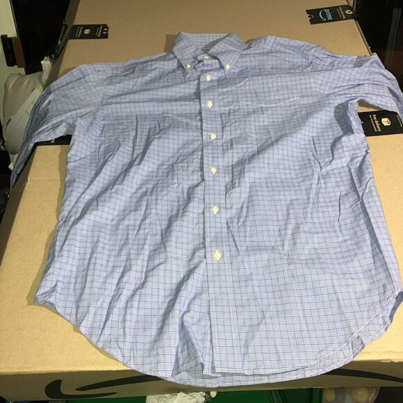 Ralph Lauren Blue Plaid Button Up Shirt 16.5,‎ Non Iron Classic Checkered, Large - Picture 1 of 16